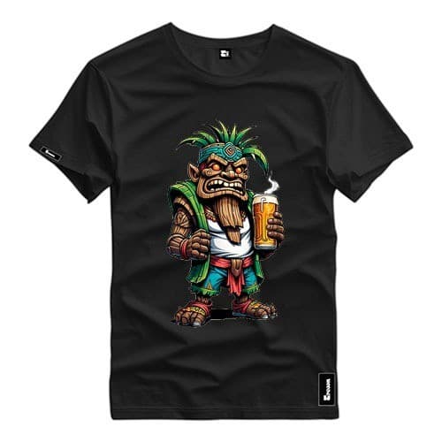 Camisa Camiseta Estampada Cara Tiki Beer Cerveja  Algodao Premium Exclusivo Cara Tiki Beer Verao 2024