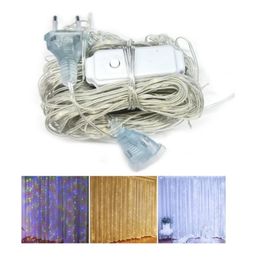 Cortina Fio De Fada Pvc 160l Prova D´agua 8funcao 3x2m M/f