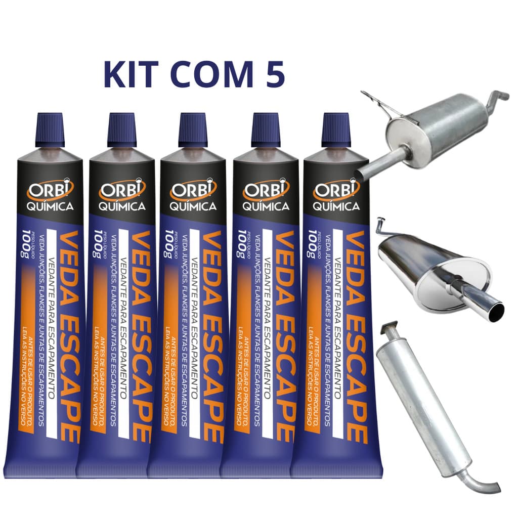Kit 5 Veda Escapamento Cola Adesivo de Alta Temperatura Carro Moto Caminhão