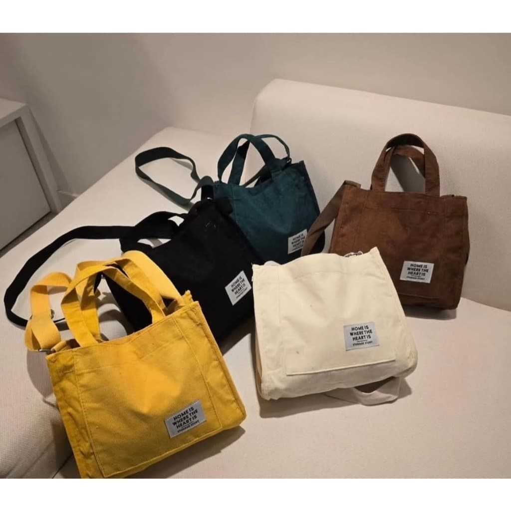 Bolsa Feminina Tiracolo Tecido Veludo Cotelê Camurça | Alça mão e ombro | Casual Trabalho Faculdade Passeio