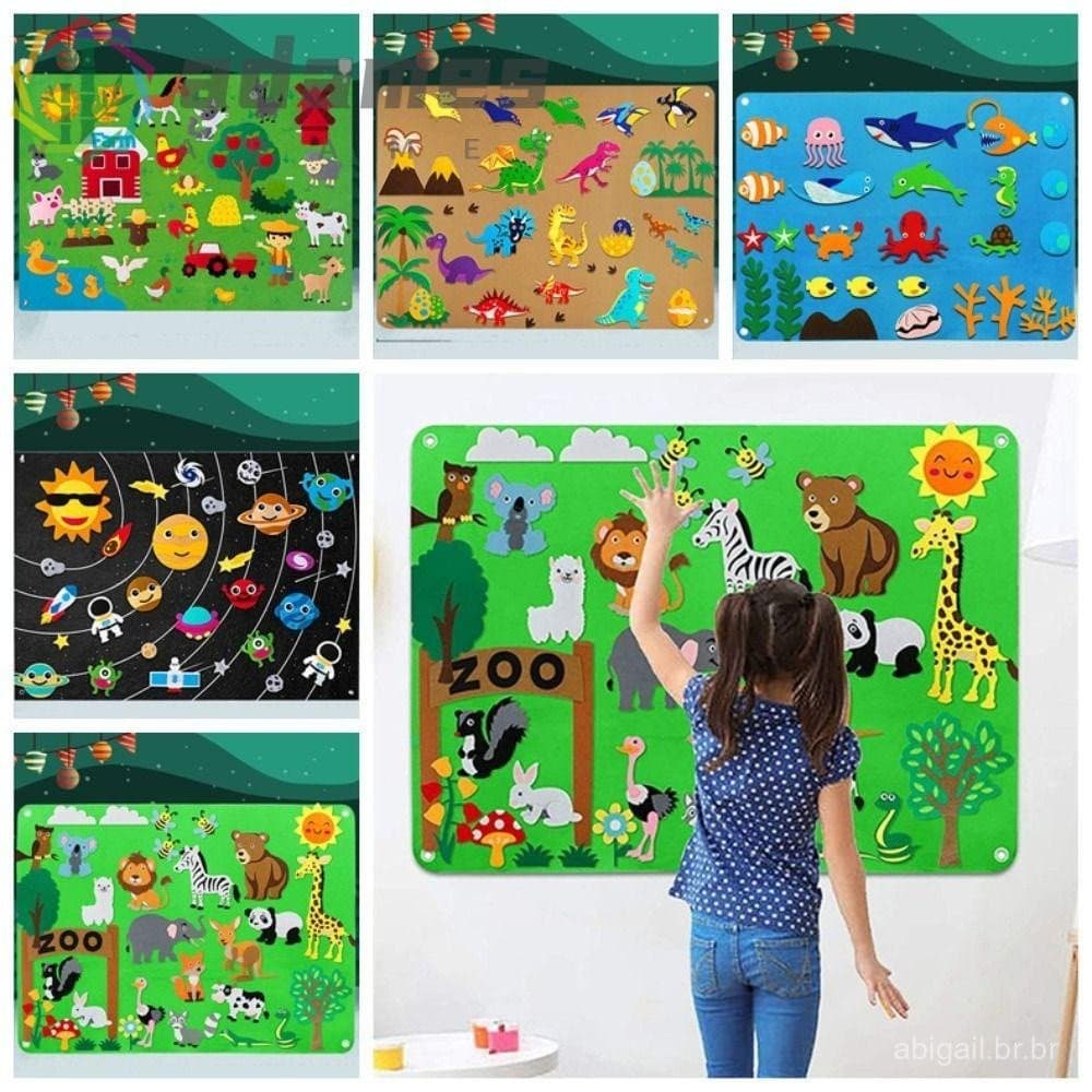 Conjunto De Histórias De Feltro ADAMES , Quebra-Cabeça Montessori Do Mundo Dinossauro Lavável , Subaquático Divertido Se