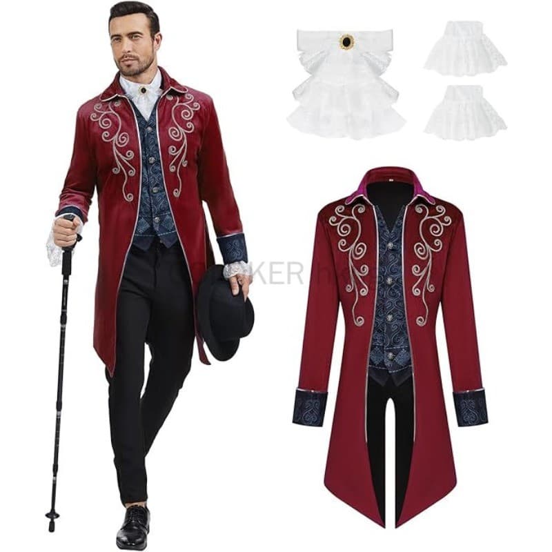 Festa De Halloween Cosplay Trajes De Cavalheiro Masculino Medieval Steampunk Tailcoat Jaqueta Gótico Vitoriano Vestido C