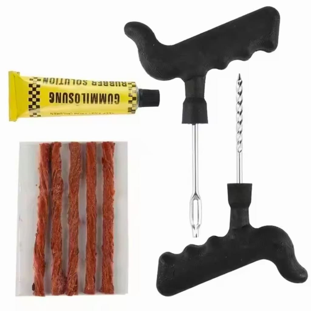 Kit Reparo De Pneu S/ Câmara 5 Macarrões Para Carro Moto Bike Viagem Oficina Completo