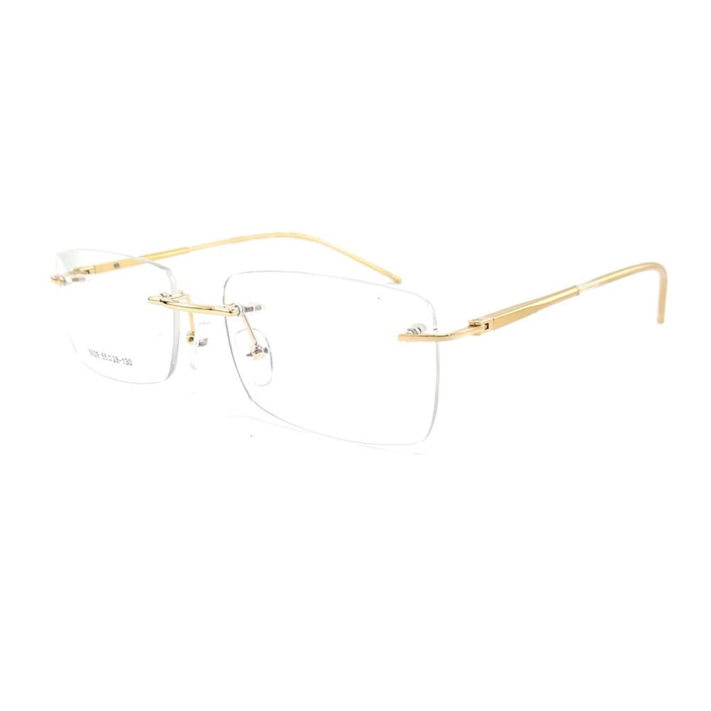 Armação Oculos De Grau Sem Aro Balgrif Flutuante Leve Retangular C7 Dourado Unissex Combinação Perfeita