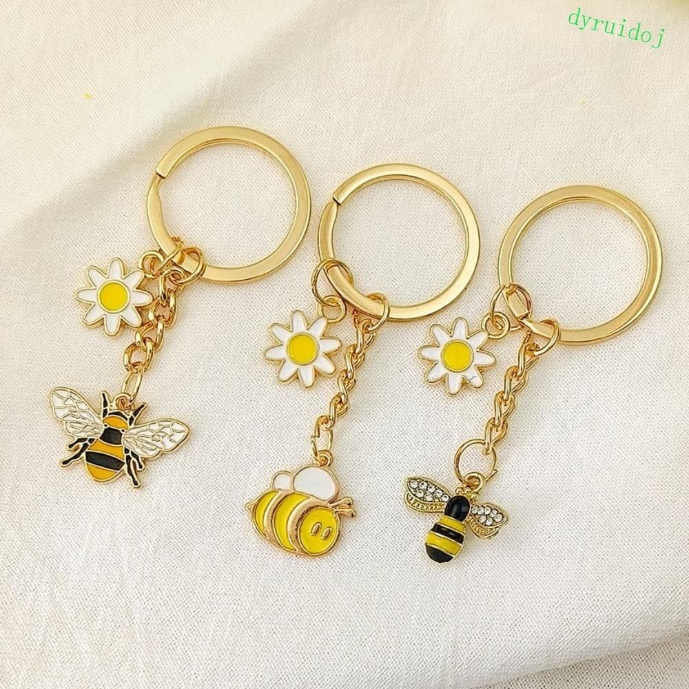 DYRUIDOJ1 Chaveiro De Flor De Abelha , Chaveiros Fofos E Engraçados De Jardim , Decoração De Mochila , Pingente De Esmal