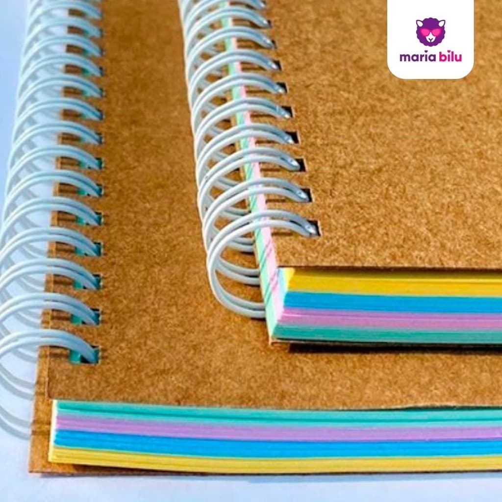 Caderno Colors Kraft - Caderno Colorido Anotações, Escolar, Fofo, Divertido, Menina