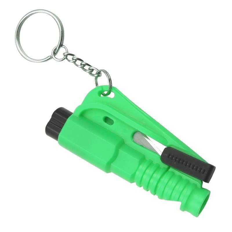 Item de Segurança Automotiva Chaveiro com Martelo Quebra Vidros Cortador de Cinto e Apito Integrado Karbox