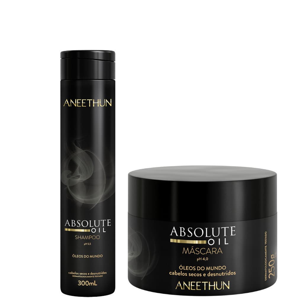 SHAMPOO + MÁSCARA ABSOLUTE OIL NUTRIÇÃO PROFUNDA E DURADORA UMECTAÇÃO NUTRITIVA ANTIFRIZZ - ANEETHUN +Lembrancinha + Mimo Especial da Loja