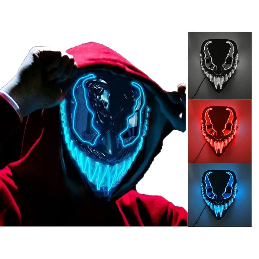 Máscara Led Venom Aranha Festa Carnaval Cosplay Halloween