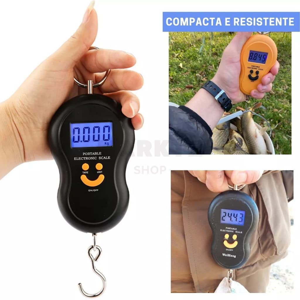 BALANÇA DIGITAL MÃO PESA MALA BOLSA PESCA BAGAGEM ATÉ 50 KG