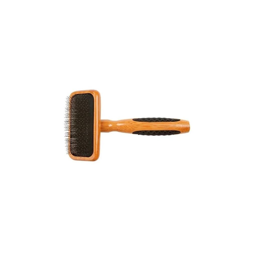 Rasqueadeira Pet Cães e Gatos Bass de Bambu com Pinos Macios Lisa P