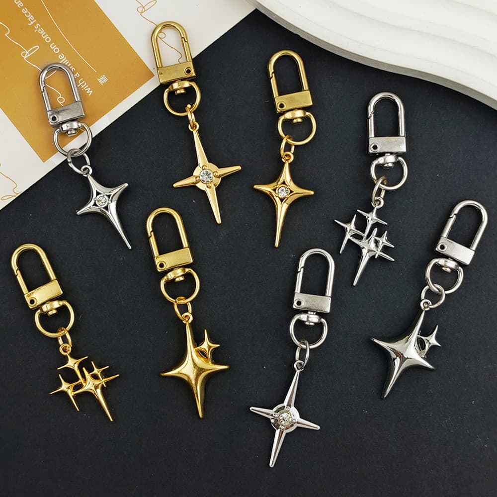 Criativo Estrela Metal Chaveiros Vintage Strass Forma Porta-Chaves Do Carro Acessórios Presentes De Festa Lembranças