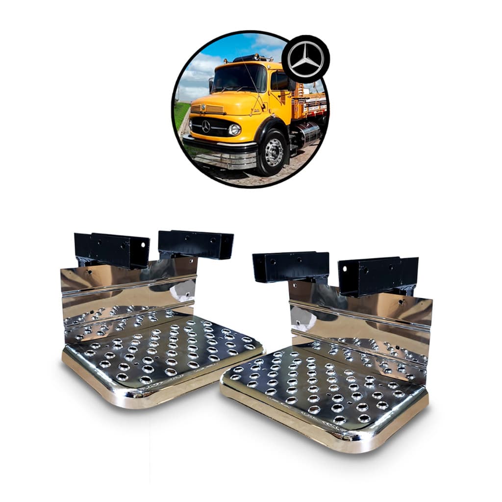 Par Estribo Escada Lateral Caminhão Mercedes Mb 1113 À 2013