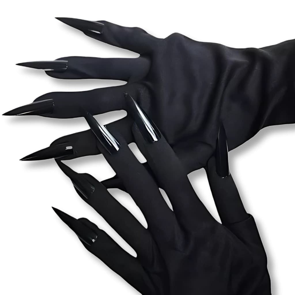 01 Par Luva Vermelha Preta Garra Unha Fantasia Halloween