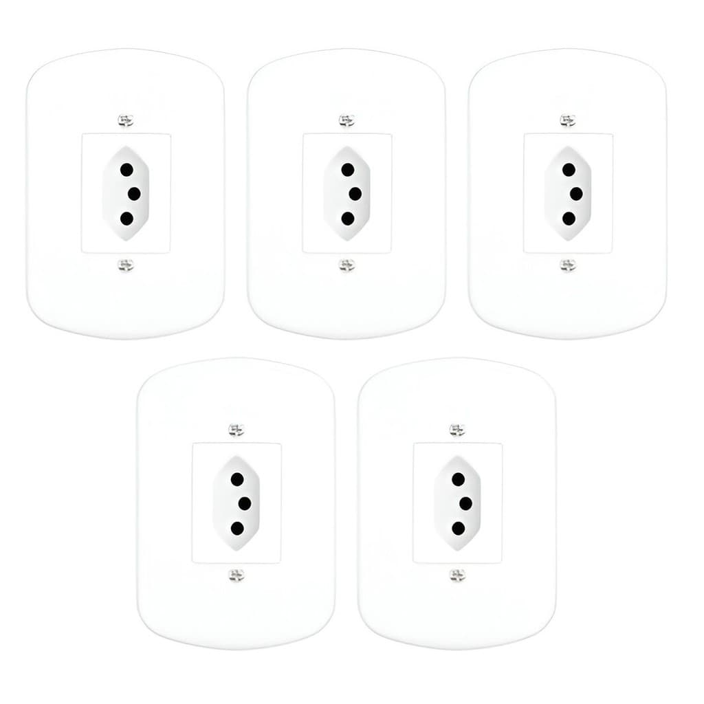 Kit 5 conjuntos de tomada 10a 3 pinos fame blanc