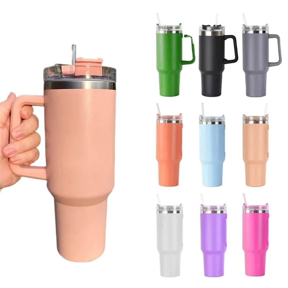 Caneca térmica 1,2 litros com Alça e Canudo ,Copo inoxidável (Promoção)