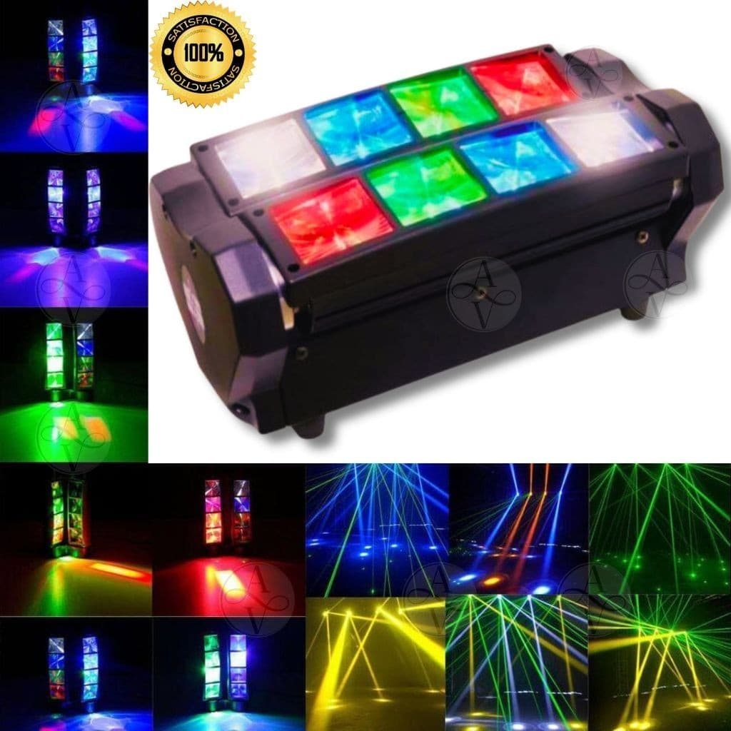 Moving Head Led Colorido Mini Spider Aranha 8 Leds 5w Rgbw Dmx Sensor De Som e Auto Showtech AFL