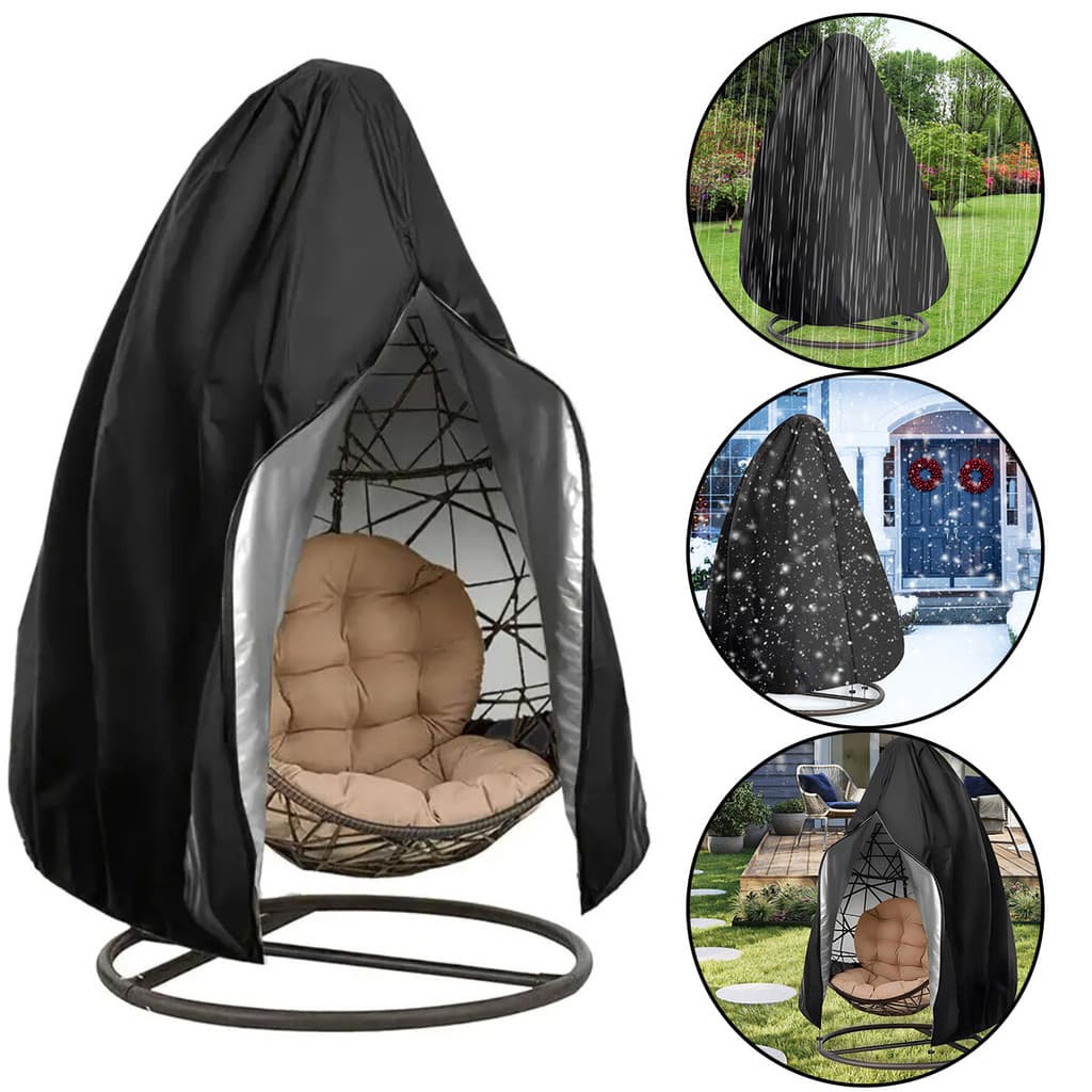 Novo Preto Pátio Ovo Balanço Cadeira À Prova Dwaterproof Água Capa Protetora Caso Ao Ar Livre Pendurado