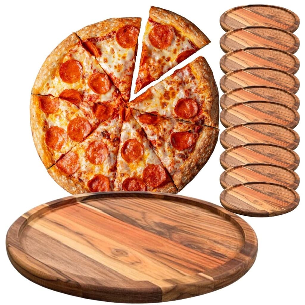 Kit 10 Tábuas Suportes De Madeira 35Cm Para Cortar E Servir Pizzas