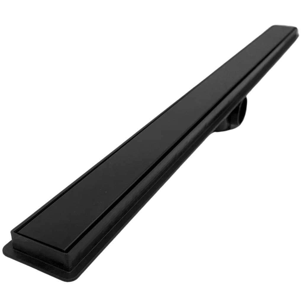 Ralo de Banheiro Preto Fosco 60cm x 5cm Aço Oculto com Tela Seca Box