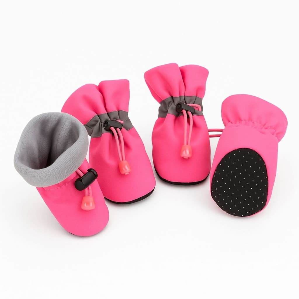 Bota Sapato para Cachorro Gato Pet 4Un Protetor de Pata Antiderrapante Elástico Ajustável Rosa