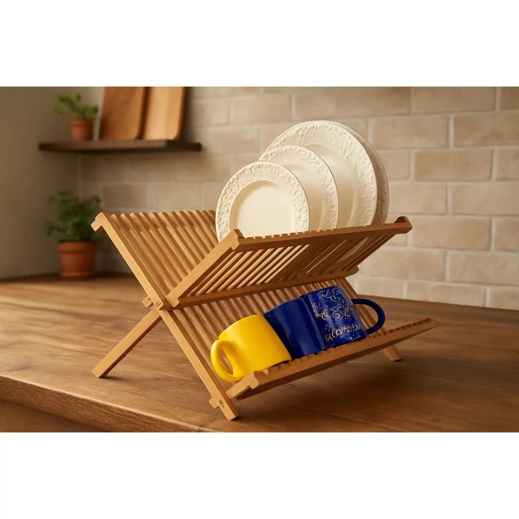 Escorredor Pratos Louça Colher Rack Copo Bambu Suporte Dobrável Taça Talheres Tampa Cozinha Casa
