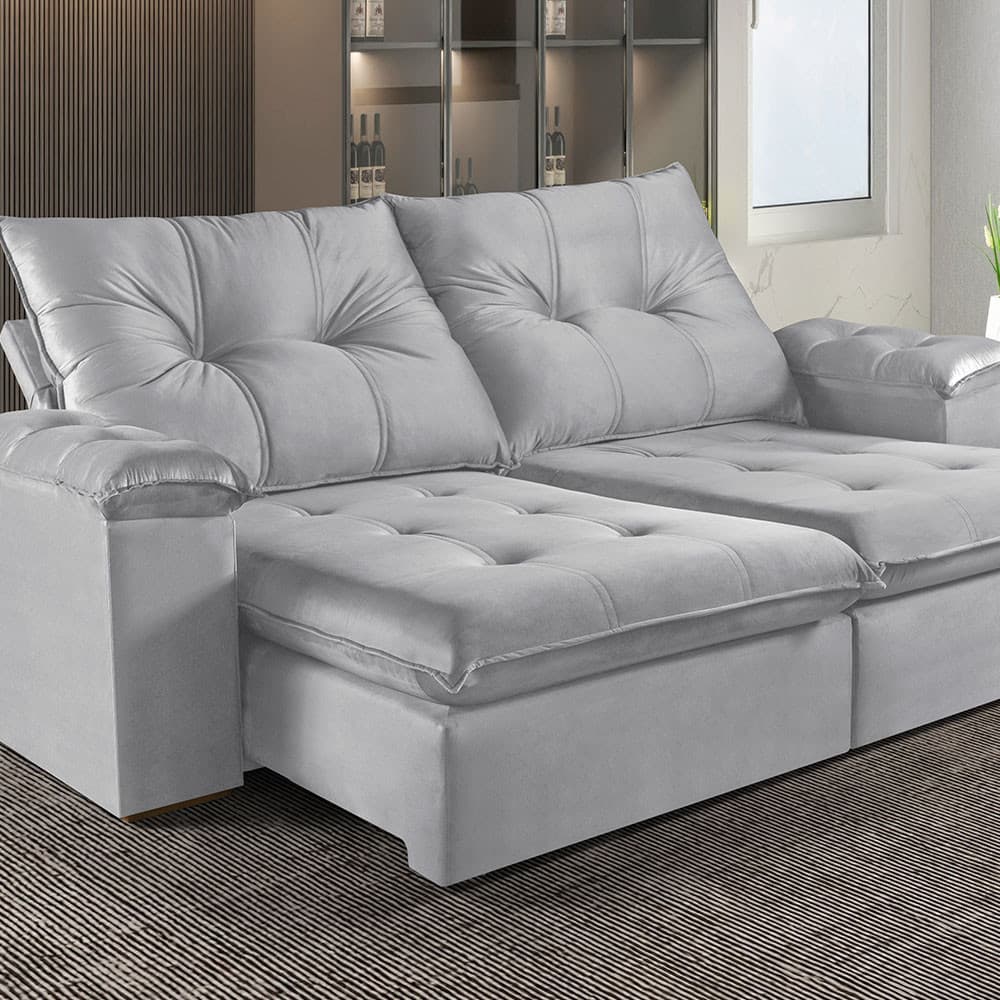 Sofá Retrátil e Reclinável 3 Lugares M-194 2,30m Molas Ensacadas Pillow Top Estofados Martins