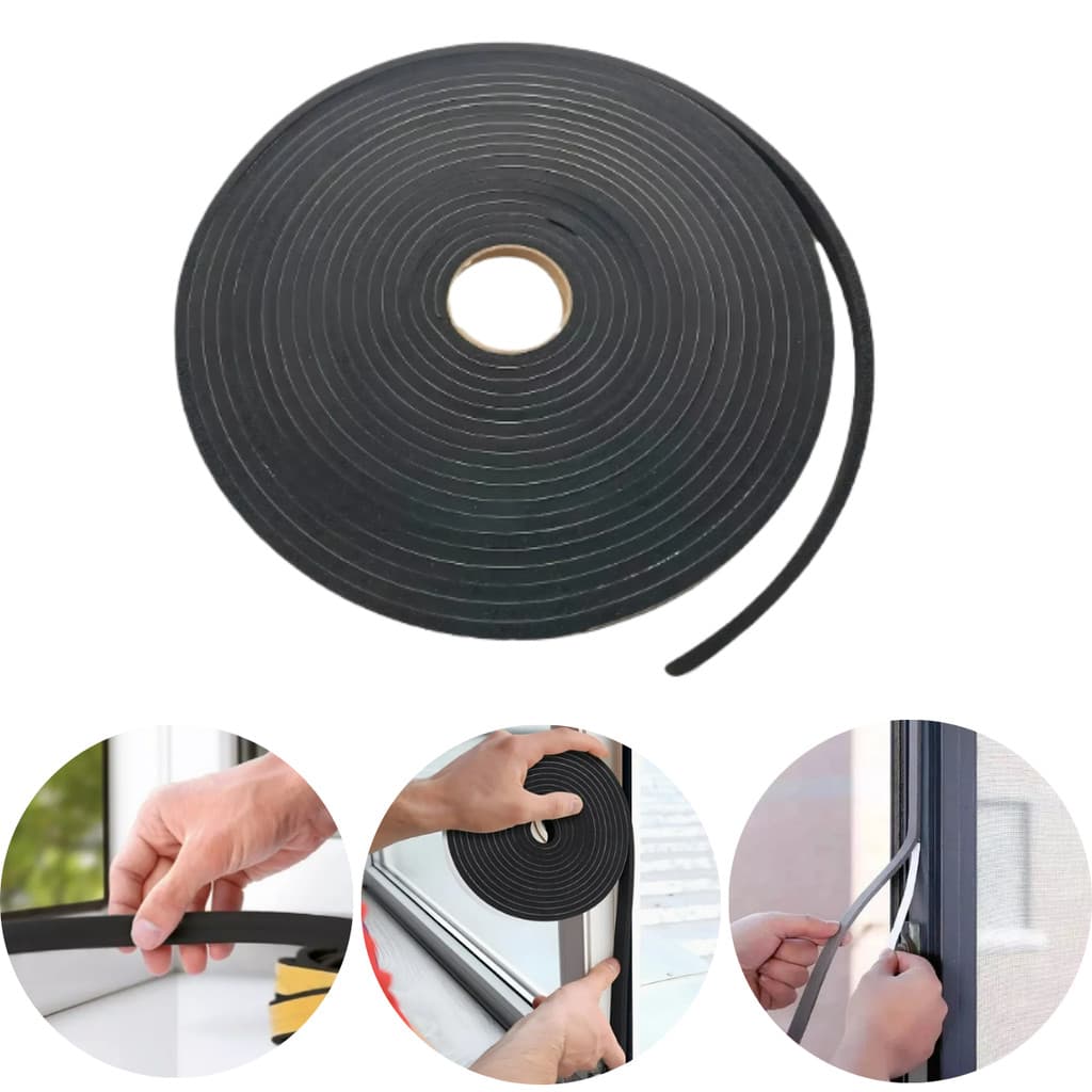 Fita Pvc Vedacao 1 Lado Adesivado Veda Fresta 10mx11mmx6mm
