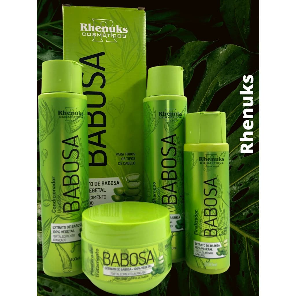 Kit Home Care Rhenuks Babosa Shampoo Condicionador Máscara e Finalizador