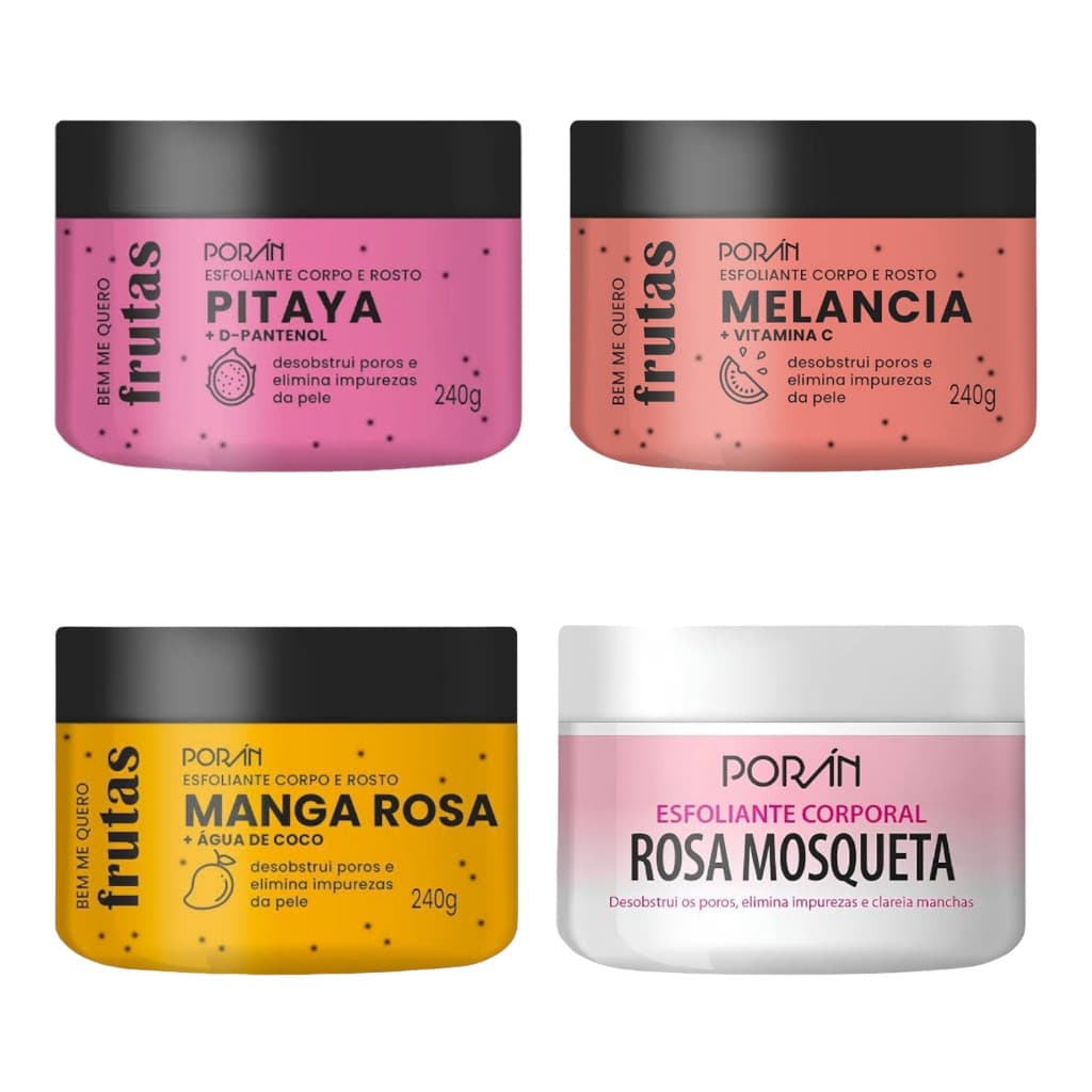 Esfoliante Corporal e Facial Melancia Porán 240g – Renovação Celular e Antioxidantes