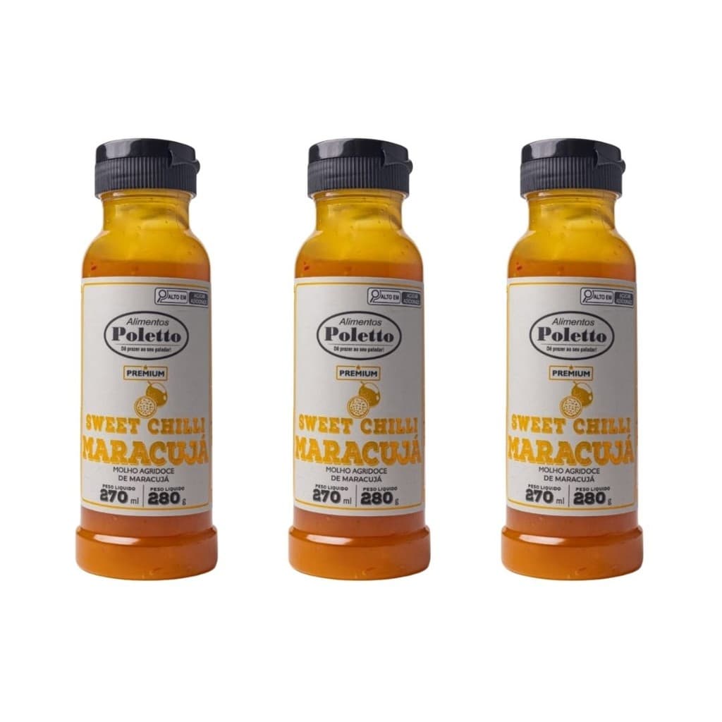 Kit 3 - Molhos Sweet Chilli MARACUJÁ 280g Poletto