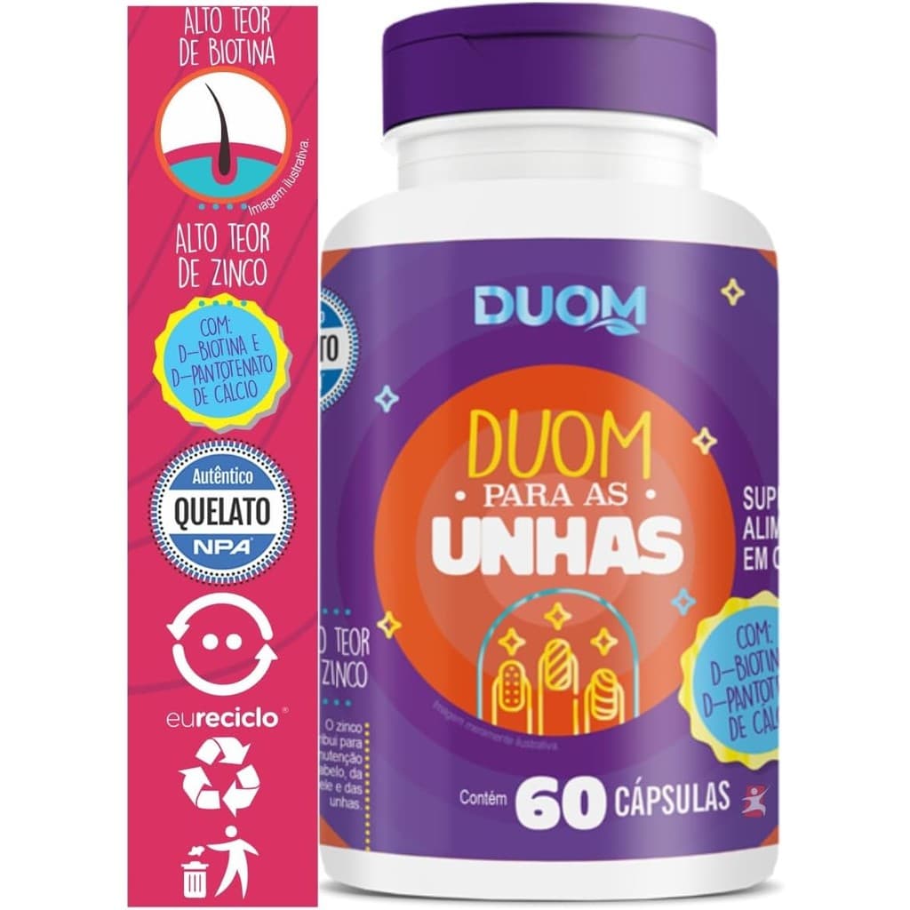 Duom Cabelão 60caps D-biotina B7 B6 Zinco Cromo Selênio Sabor Natural Duom Cabelão 60CMP
