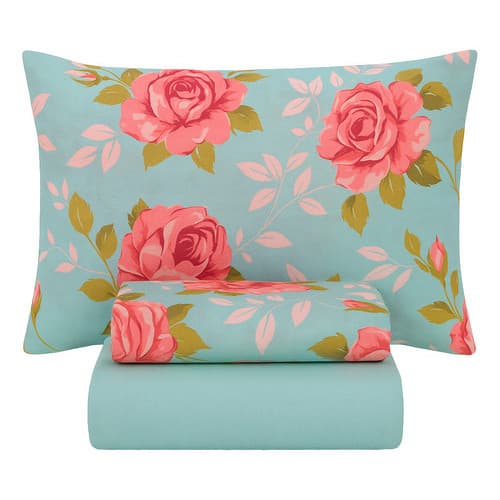 Jogo De Lençol Cama Queen Size 4 Pçs Estampado 100% Algodão C Florido