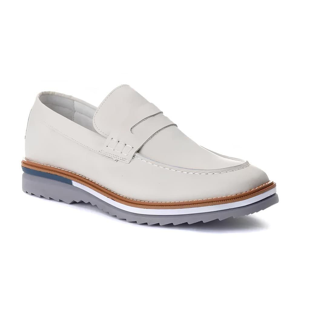 Sapato Casual Masculino Loafer Couro Maldivas Off-White 2410