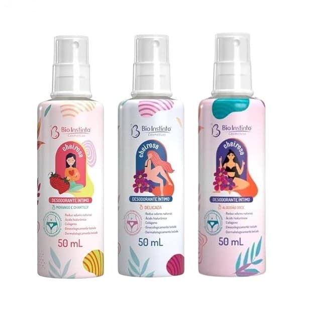 Kit c/ 3 Desodorante Íntimo Cheirosa Algodão Doce, Delicada e Morango E Chantilly 50ml -Bio Instinto
