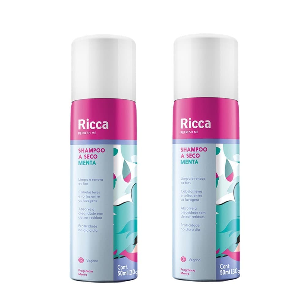 Kit 2 Shampoo A Seco Cuca Fresca Menta Compacto Antioleosidade Ricca 50ml