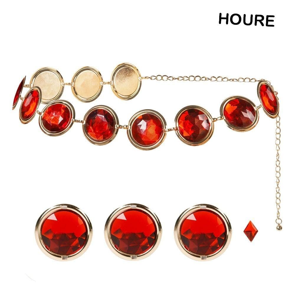 Cinto De Cintura Com Gema Vermelha HOURE , Corrente De Pedra Ajustável Para Cosplay , Feminino Vermelho/Dourado