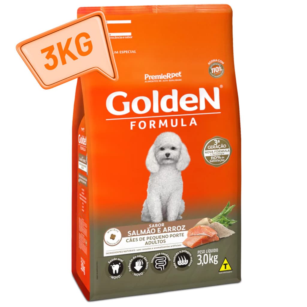 Golden Formula Cães Mini Bits Adultos 3kg Salmão & Arroz