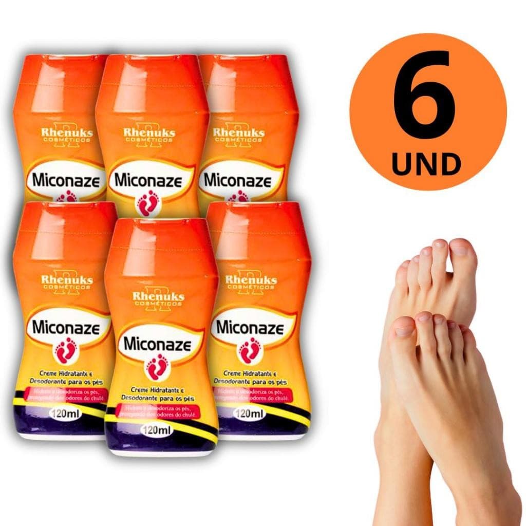 Kit 6 Und Desodorizante Removedor de Chulé Micose Rachaduras Creme Miconaze Rhenuks Frieira Hidratante Pé Unha Dedos 120ml Desodorante Profissional