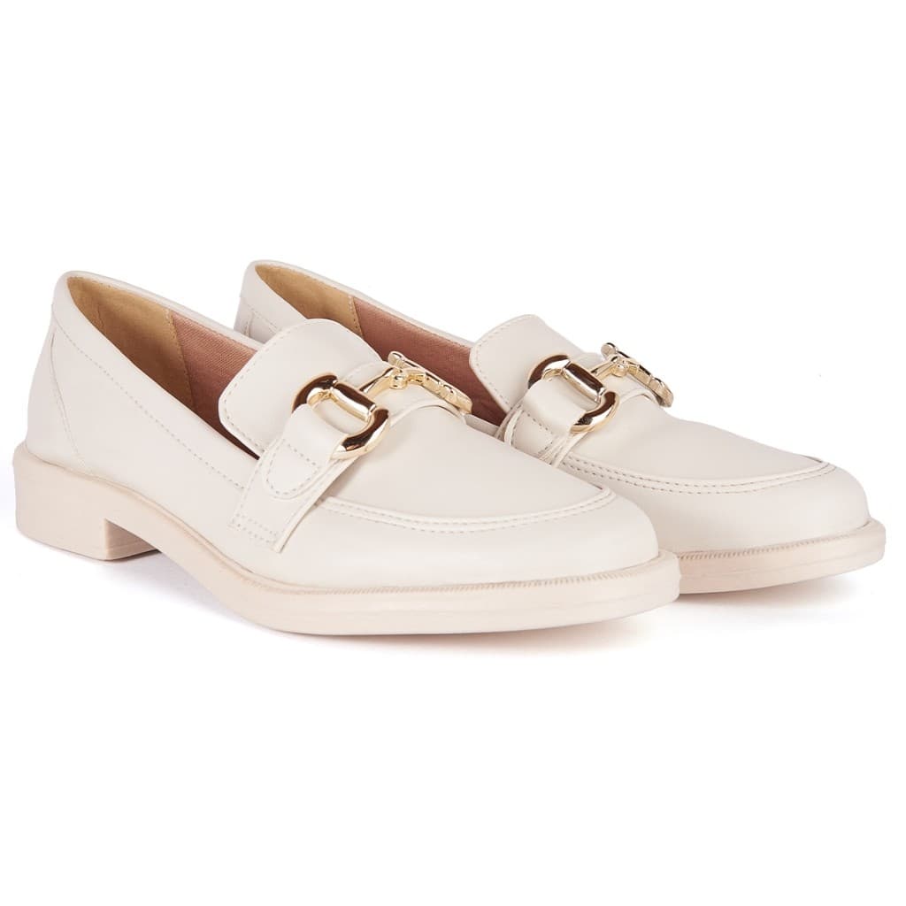 Sapato Mocassim Feminino Saltinho Fivela Fechado Casual Macio Leve Conforto Antiderrapante Social