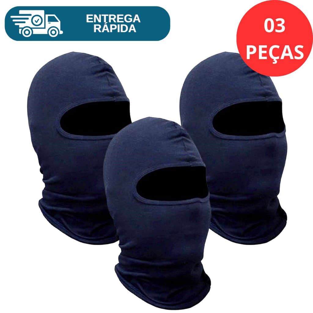 Kit 3 Balaclava Touca Ninja Capuz Térmico Suedini Gorro Camara Fria Motoqueiro Baixa Temperatura