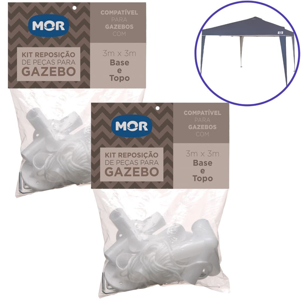 2 Kits Reparo Peças Gazebo Tenda Reposição P/Topo 2,40m x 2,40m / Base: 3,00m x3,00m - MOR