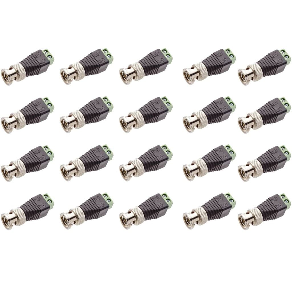 Kit 20 Conector Bnc Macho Com Borne Para Cftv DVR CAMERA
