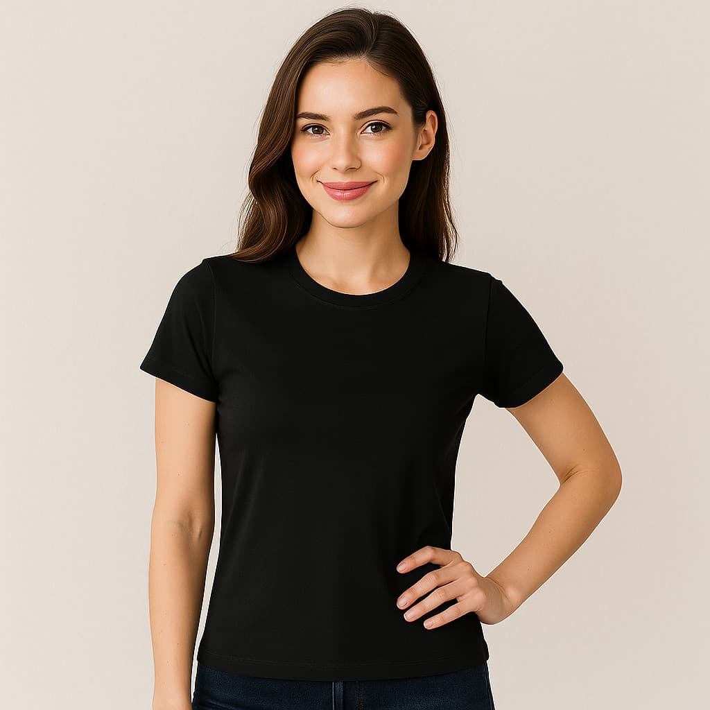 Camiseta Blusa Slim Fit Estilosa Baby Look Blusa Feminina Casual Gola Redonda Manga Curta