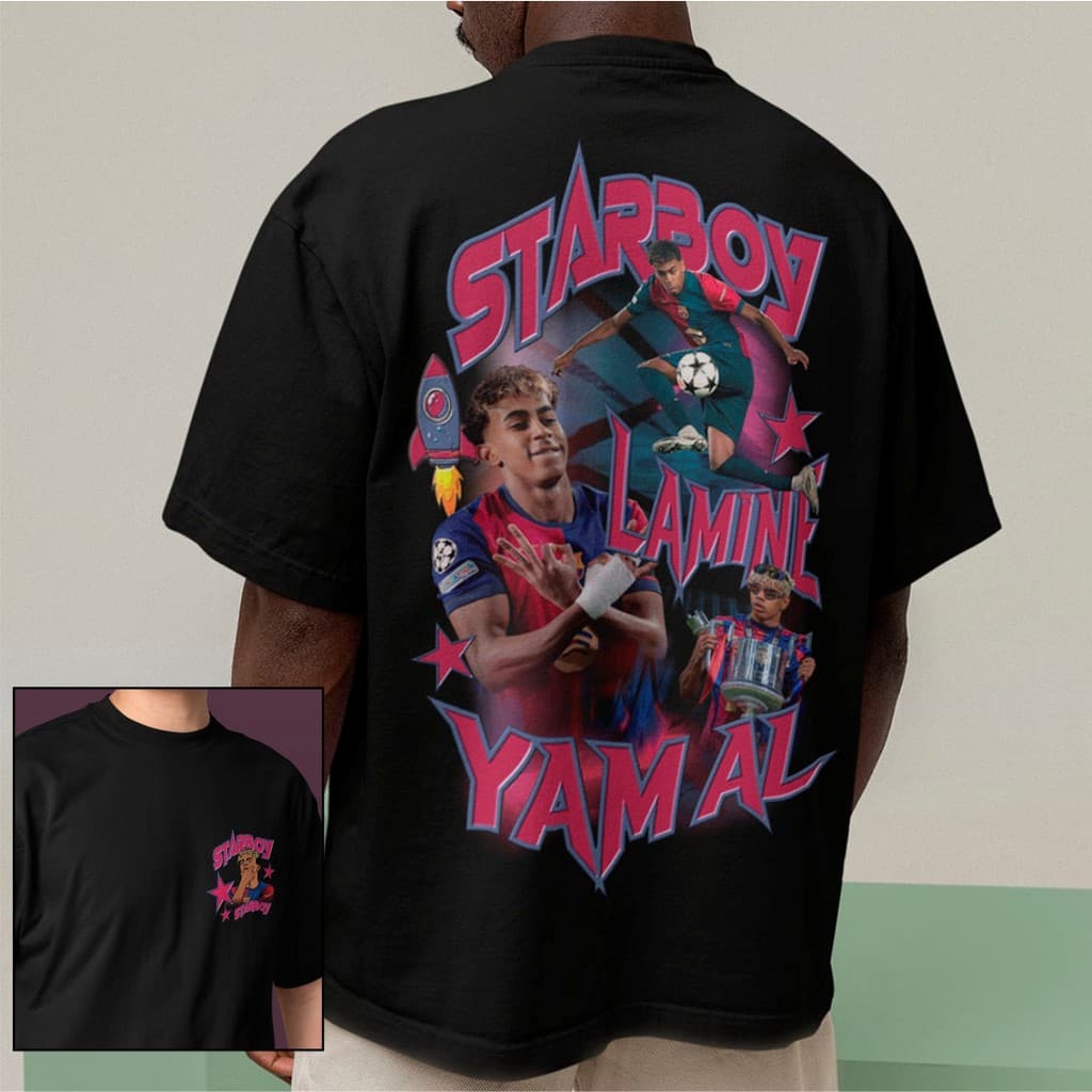 Camiseta Lamine Yamal StarBoy Camisa Jogador De Futebol Bootleg Blusa Personalizada Algodão Premium