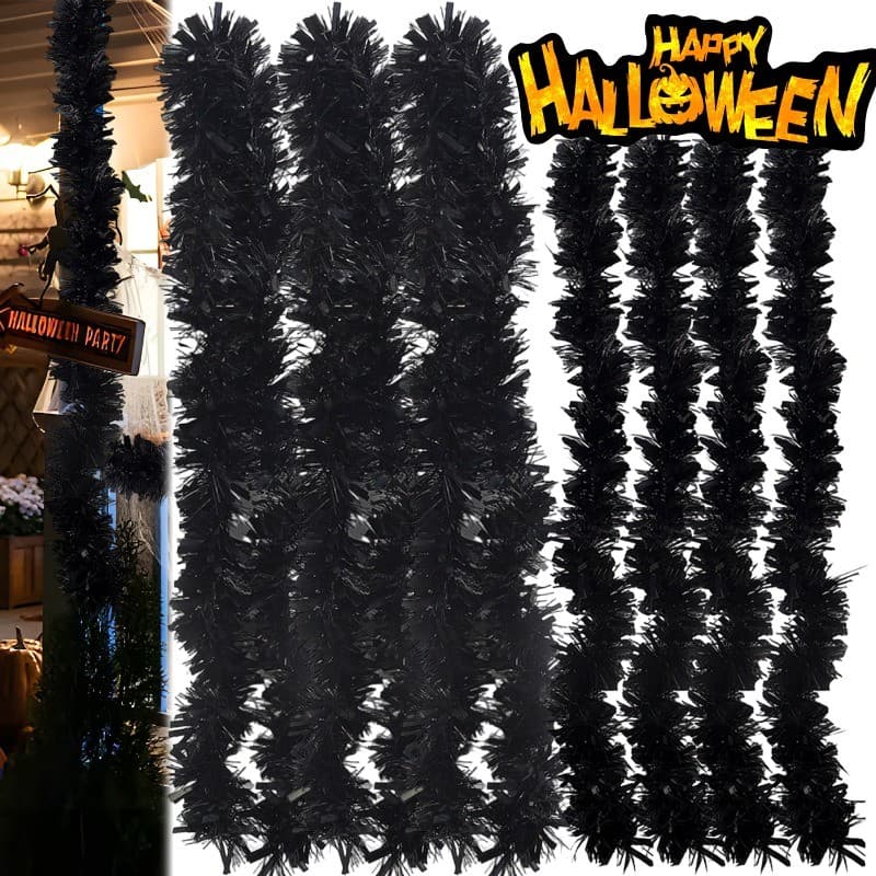 [Decoração De Halloween] Fitas De-Acessórios Para Pendurar Janelas De Portas-2M Preto Branco Puxando Flores-Adereços De