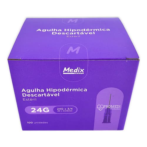 Agulha HiPodérmica Descartável 20x0,55mm Cx 100 Agulhas