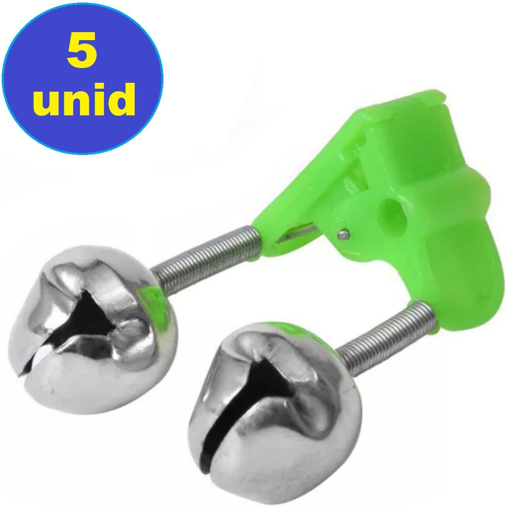 Sino Duplo Para Pesca Guizo Alarme Sonoro Guiso kit 5 unid