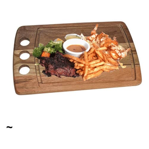 Tabua Corte Com Furo 37x22cm Petiscos Carnes Frios Com Canaleta