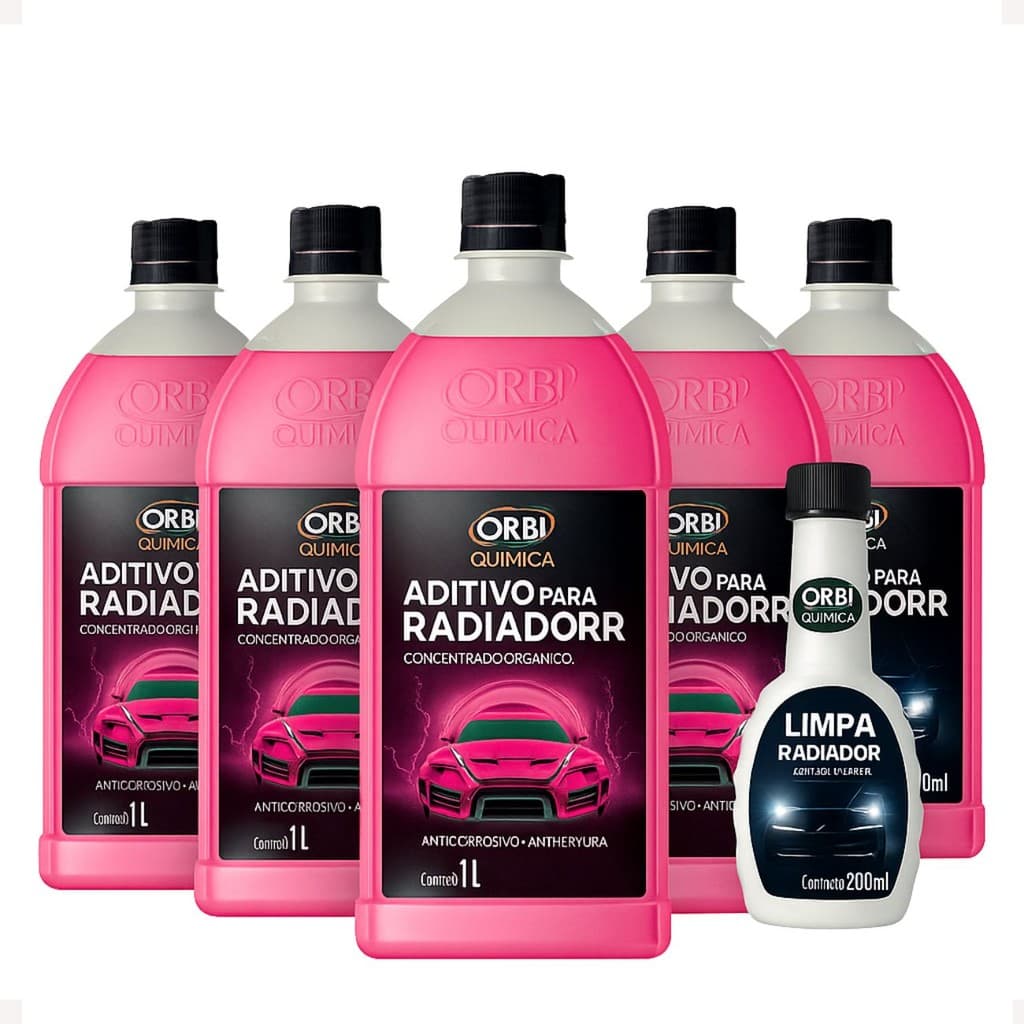 KIT 5 ADTIVOS RADIADORES LIMPA RADIADOR ROSA FLEX DISEL ORBI